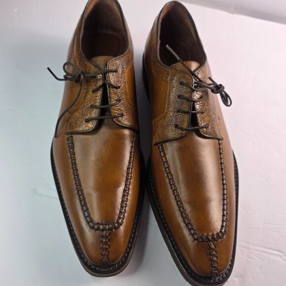 Belvedere Exotic Men\'s Brown Leather Lace Up Moc Toe Oxford Dress Shoes - 8.5 main image 9
